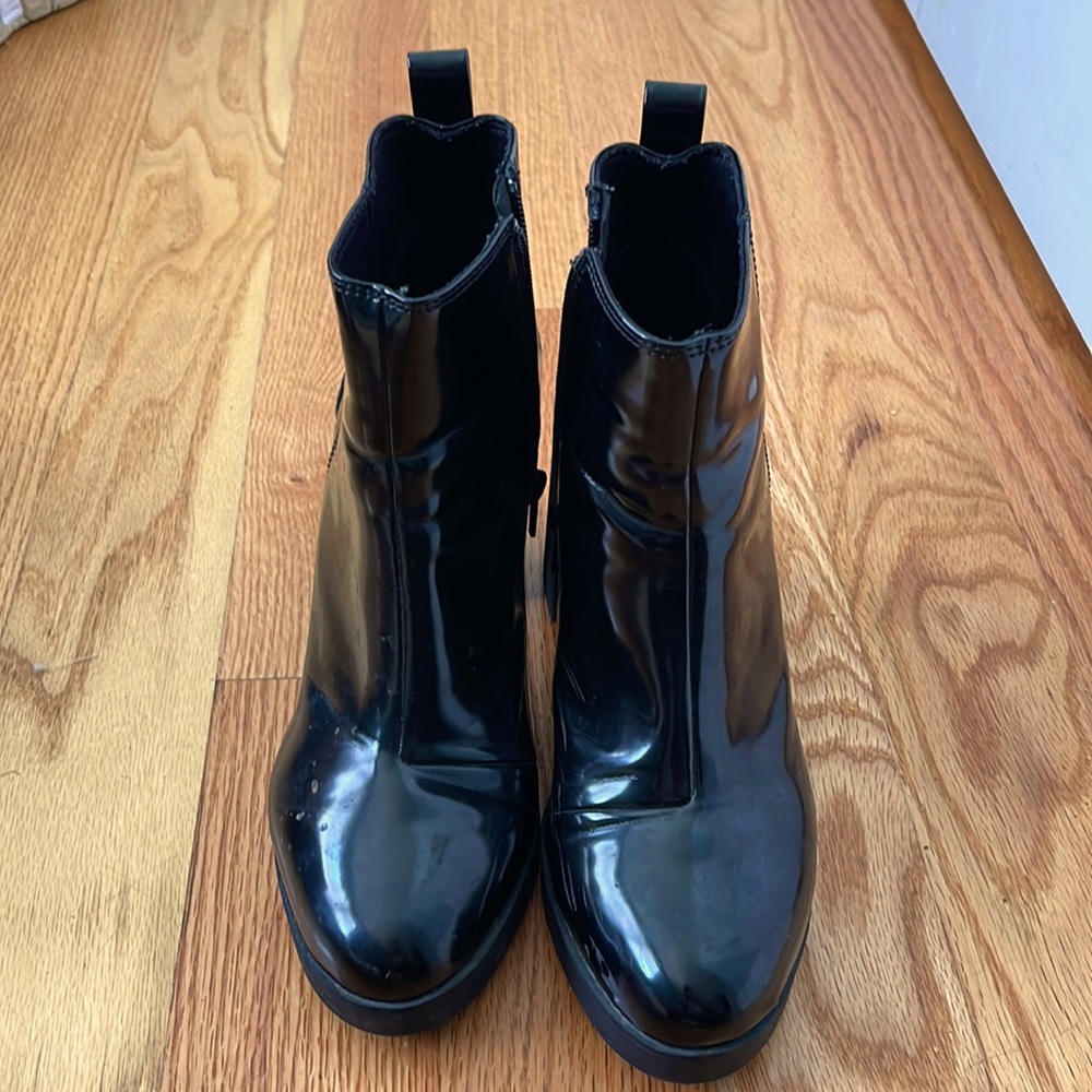Black Patent Leather Booties